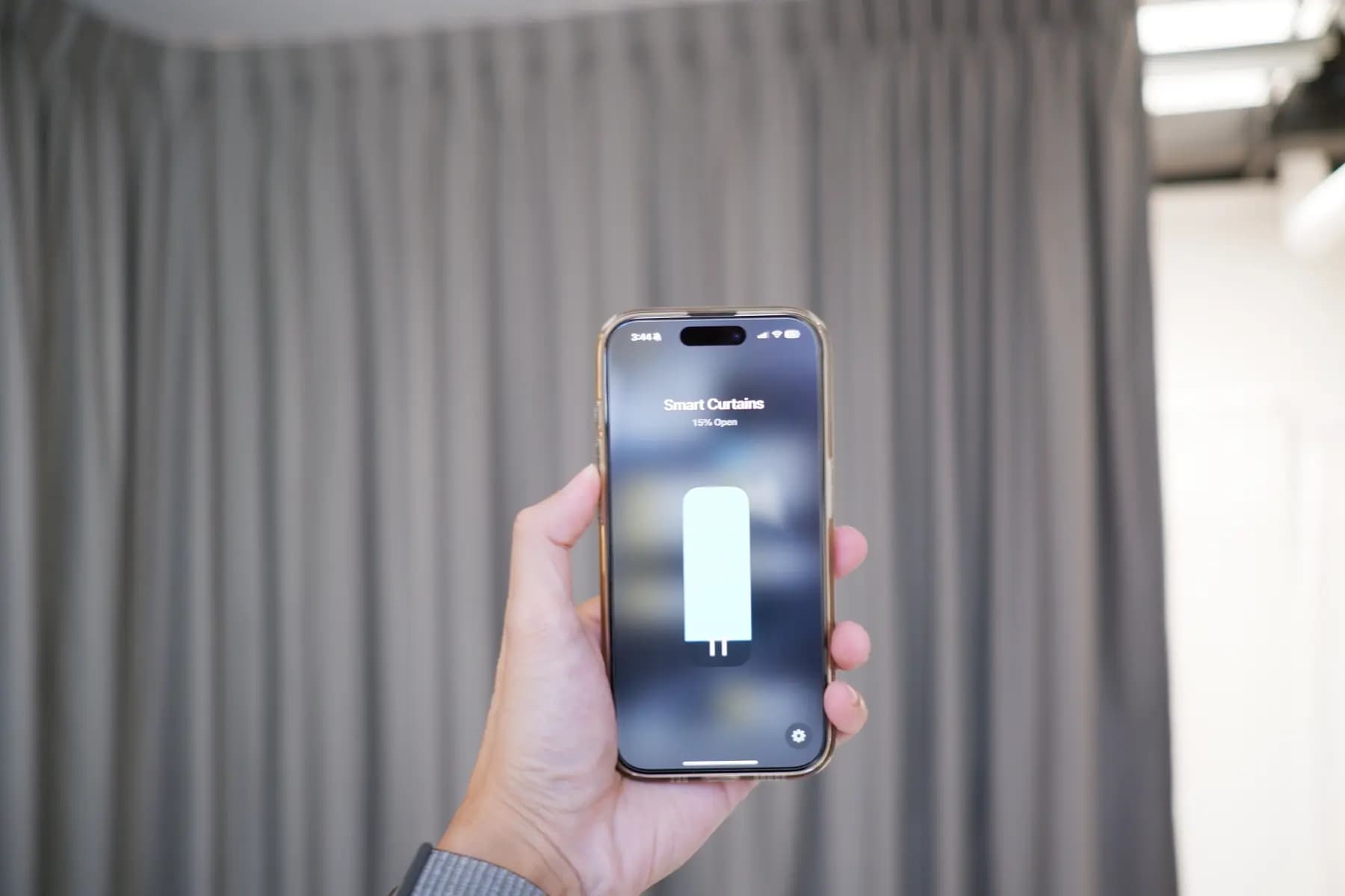 Phone interface controlling installed smart curtains